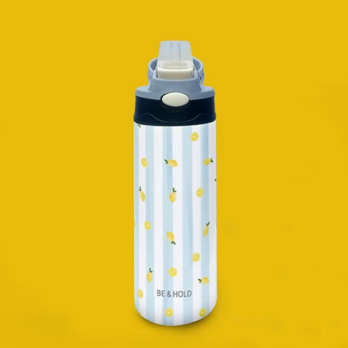 Geïsoleerde thermosfles - bidon - citroenen - 500ml - siliconen drinktuit - warme en koude dranken