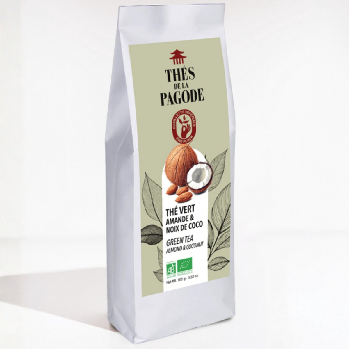 Thés de la Pagode – Groene thee Kokos /Amandel - Losse Thee - Biologische thee (100 gram)