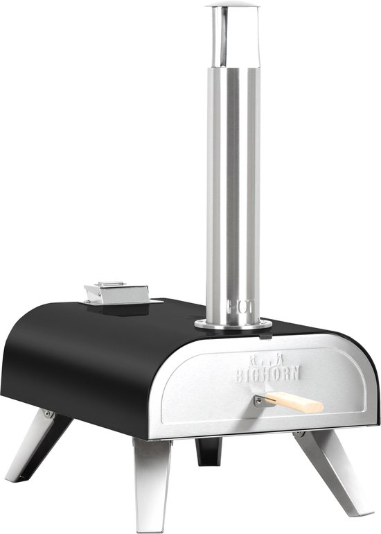 BIG HORN OUTDOORS Pizza Oven - Multi-Fuel Pellet & Gas Pizza Oven - Draagbare Outdoor Pizza Oven met Pizzasteen en Draagtas - Houtgestookt & Propaan Gas - Zwart - 12 Inch — afbeelding 3