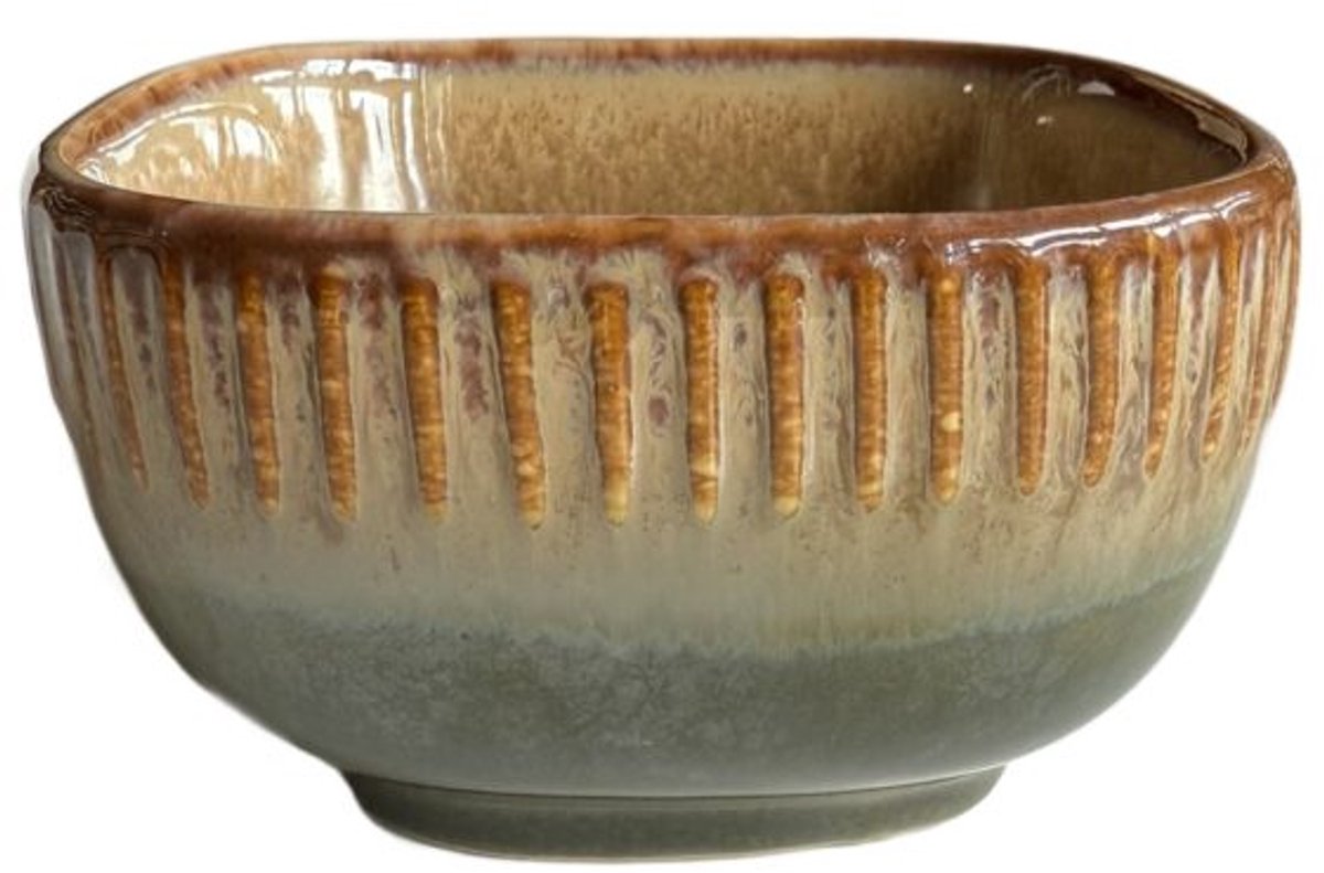 MPLCo - Ombres Mini Dip Bowl - Kom - Schaaltje voor Saus & Tapas - Oven, Magnetron & Vaatwasser Bestendig - Kleine Serveerschaal Keramiek - 250ml - 10 x 10 x 5.5 cm - Groen/Bruin