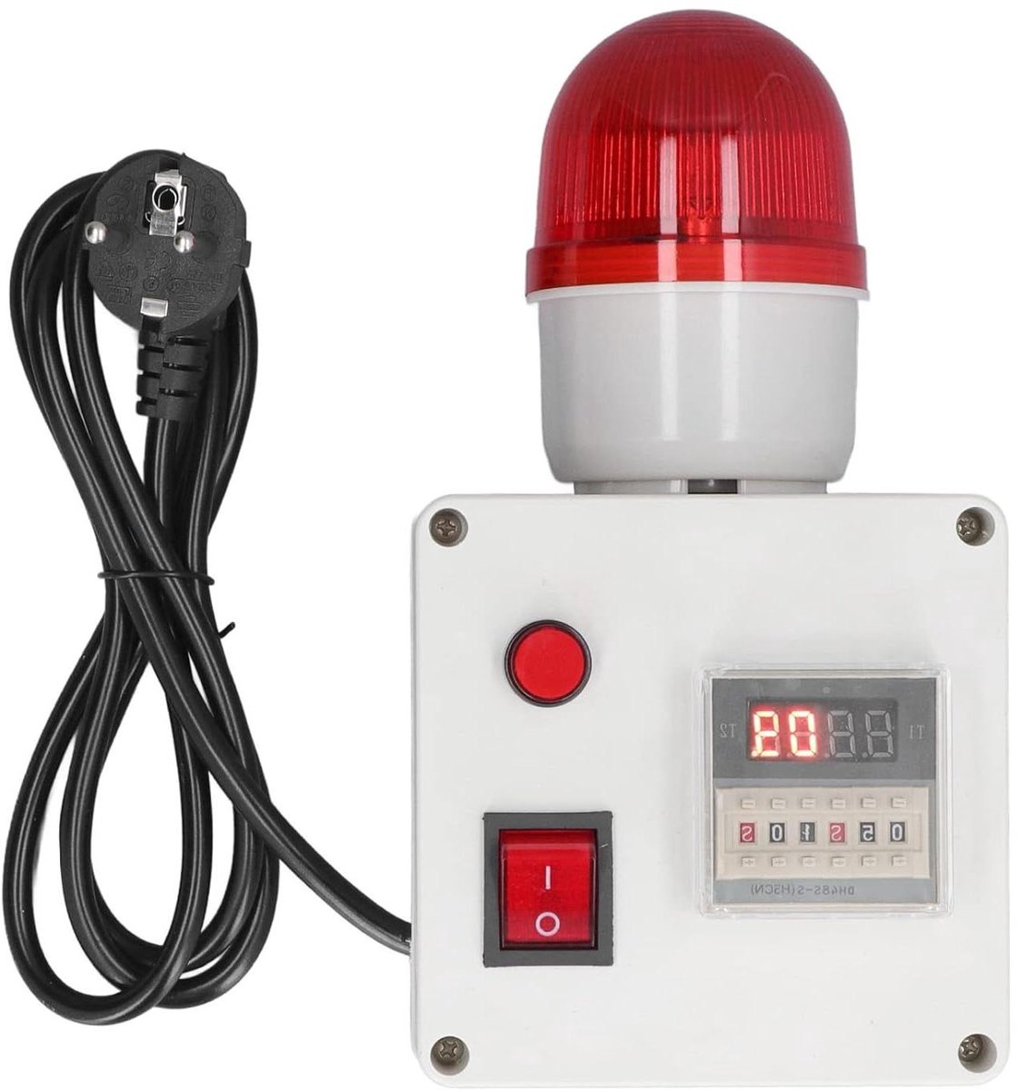 Industrieel Alarm - Cyclus Timing Sirene - Productielijn Bewaken - Hoge Decibel Waarschuwing - 220V EU Stekker - Grijs