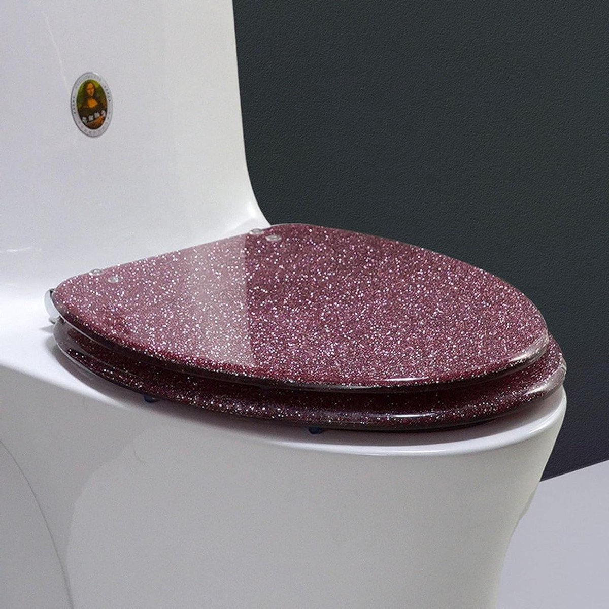 Glitter Toilet Seat - Toiletdeksel Resin - Badkamer Opknappen - Zacht Sluitend Mechanisme - 44 x 36.5 cm - Roze