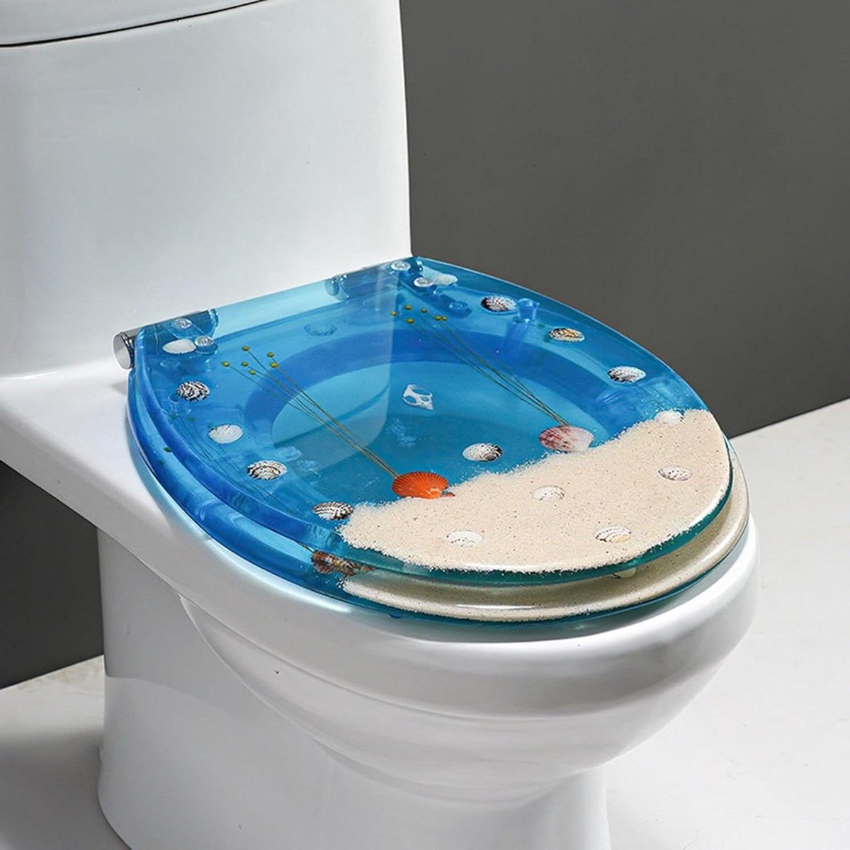 Transparante Toiletbril - Hars Toiletdeksel - Badkamer Decoratie - Soft Close Scharnieren - Universele Maat - Glitter