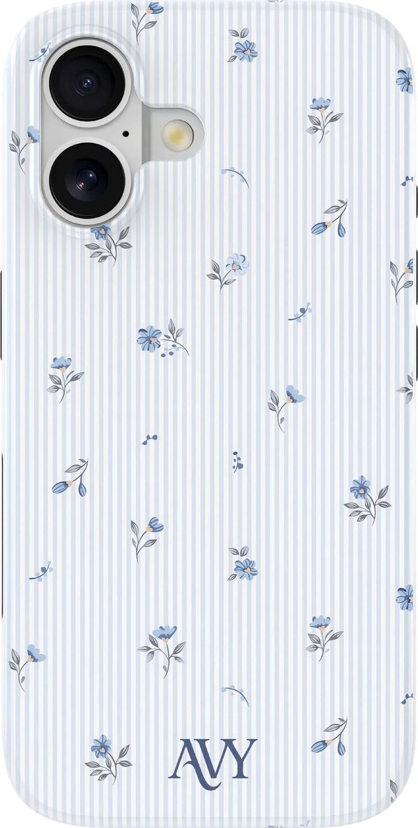AVY Hoesje geschikt voor Apple iPhone 17 | Sky Blossom | Bloemen | Blauw | Hard Shell Back Cover | Compatibel met MagSafe & Qi2