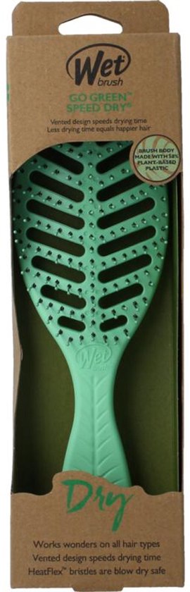 WetBrush Go Green Speed Dry – Green - Sneldrogende Groene Haarborstel – Met Duurzame, Ecovriendelijke Materialen – Vermindert Haarbreuk & Frizz – Geschikt Voor Nat & Droog Haar – Ultra Zachte IntelliFlex® Haren – Voor Elk Haartype – Vegan & Duurzaam