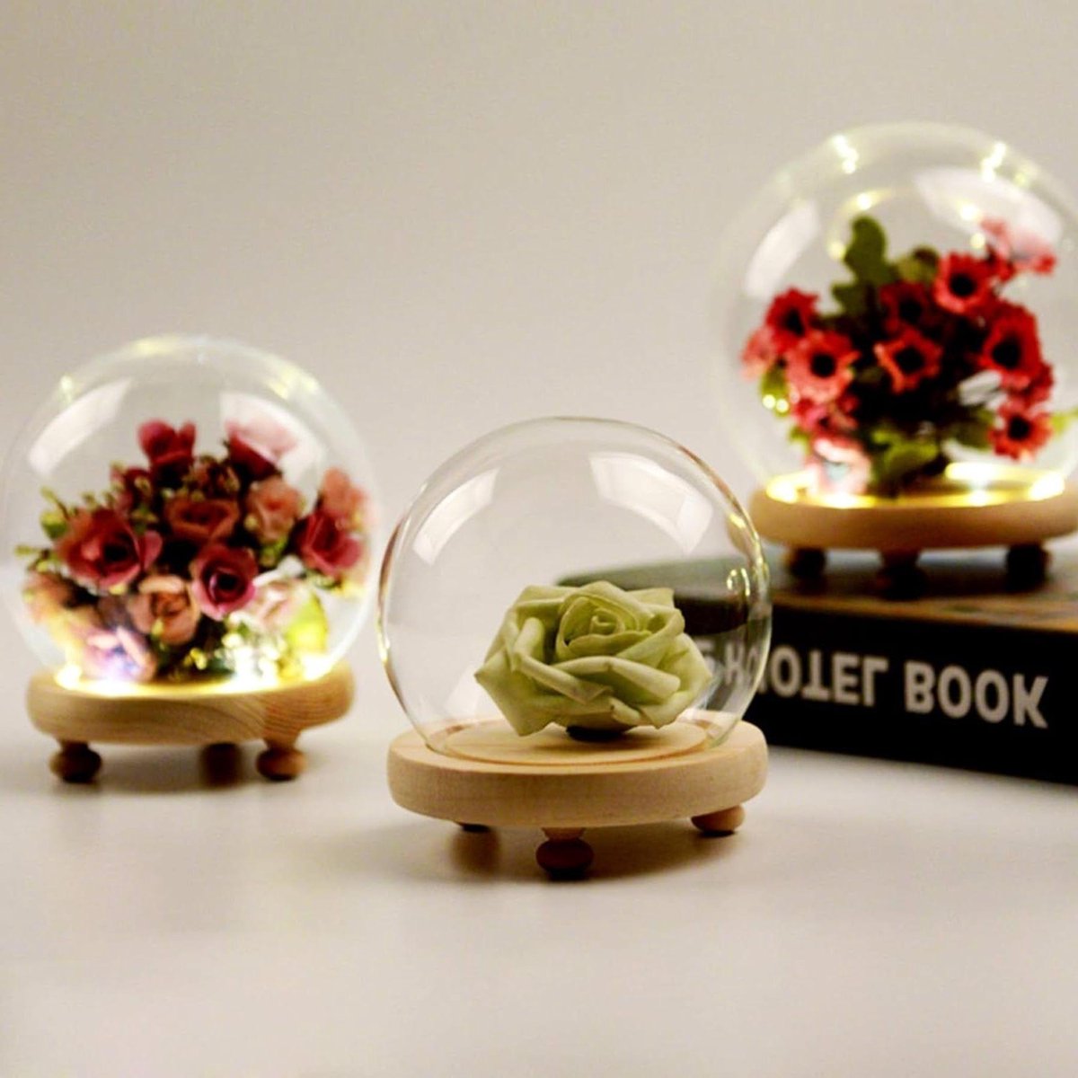 Glazen Stolp met Houten Voet - Decoratieve Koepel - Decoratie Presenteren - Handgemaakt Design - 25cm - Helder