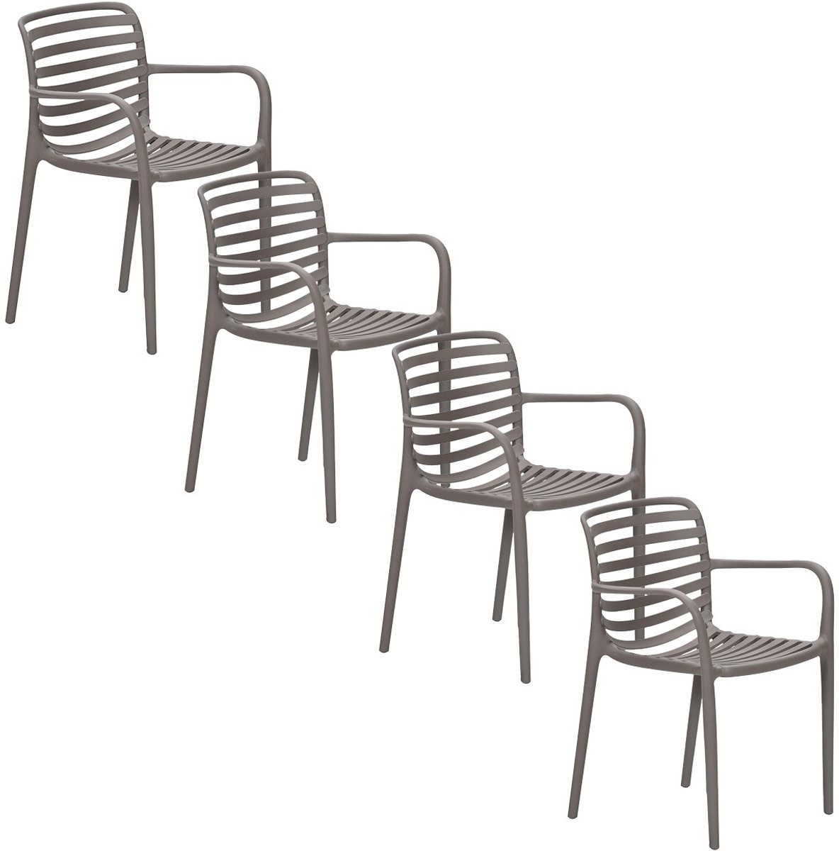Garden Impressions Mees tuinstoel taupe - 4 stuks