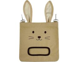 Hooi Tas Konijn - Hooihouder Knaagdier - Voer Beheer - Verstelbaar met Trekkoord - 30x20x1 cm - Khaki