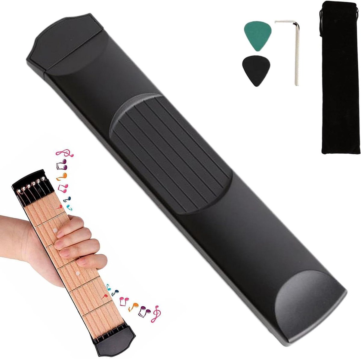 Gitaar Oefenhals - Zak Gitaar - Vinger Oefenen - Compact Ontwerp - 27 cm - Houtkleur