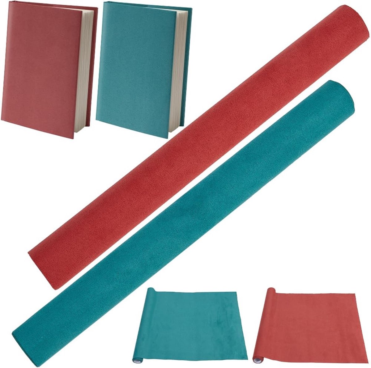 aladdien - Boekbinddoek - Boekbinderij Benodigdheden - Rood en Groen Suede - 51 x 11.8 Inch - Creatief project - Geschikt voor hobbyisten - Rood en ...