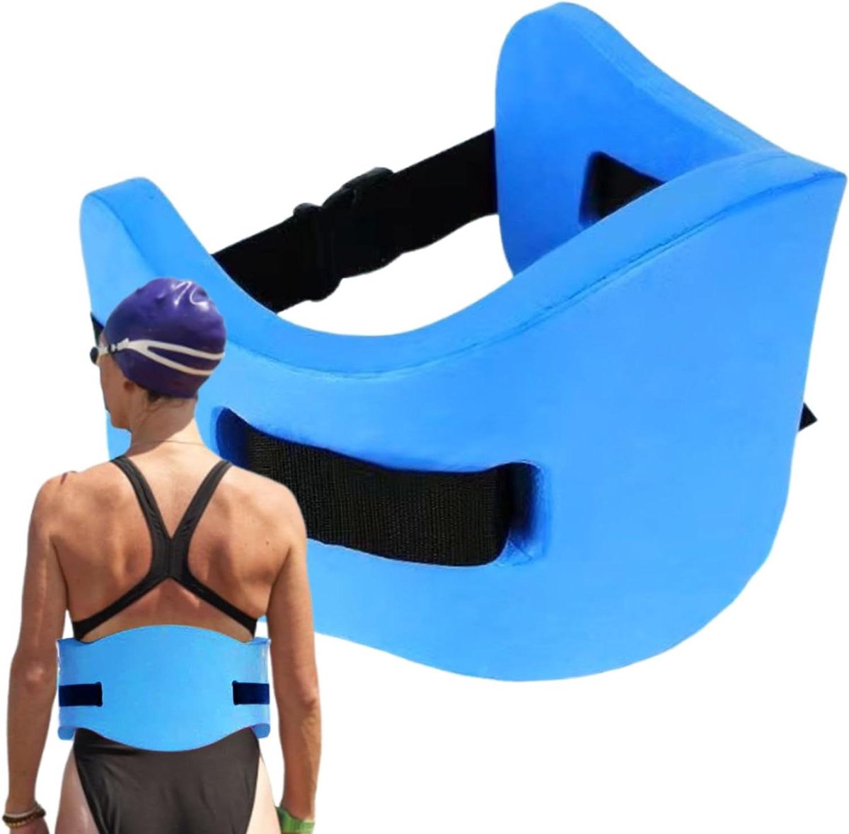 Zwemmen drijfgordel - Veiligheidsdrijfriem Zwemtraining - Aquatische Fitness - Verstelbare Drijfvermogenblokken - 61 x 21.5 cm - Blauw