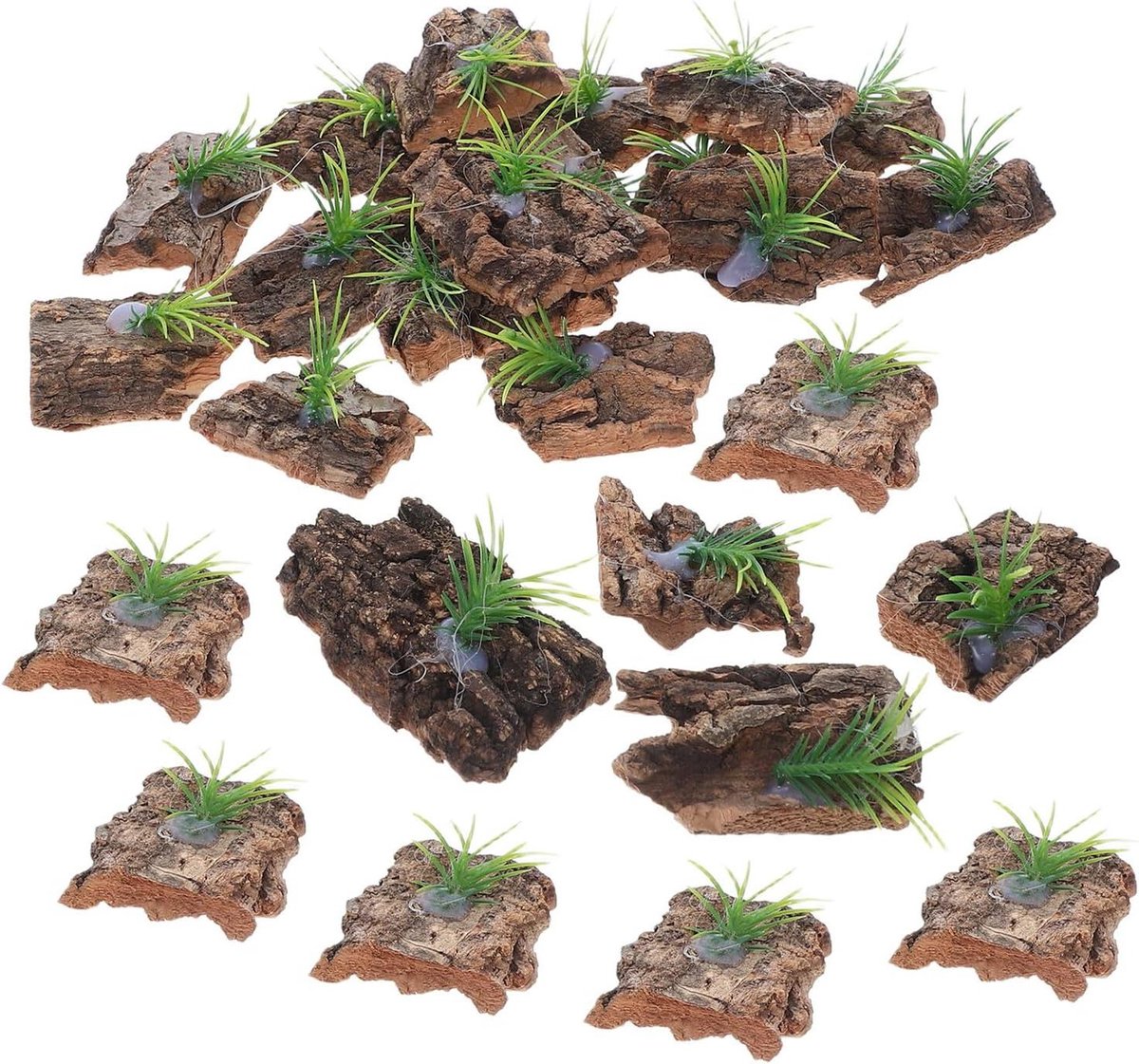 Natuurlijke Boomstam Decoratie - Kurk Achterwand Reptiel Decor - Terrarium Inrichten - Natuurlijke Uitstraling - 30 Stuks - Lichtbruin