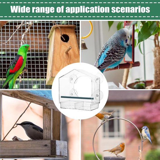 Raamvoederhuis voor vogels - vogelhuis - voederdispenser voor wilde vogels - acryl met zuignappen - vogelvoeding van Merkloos	 — afbeelding 3
