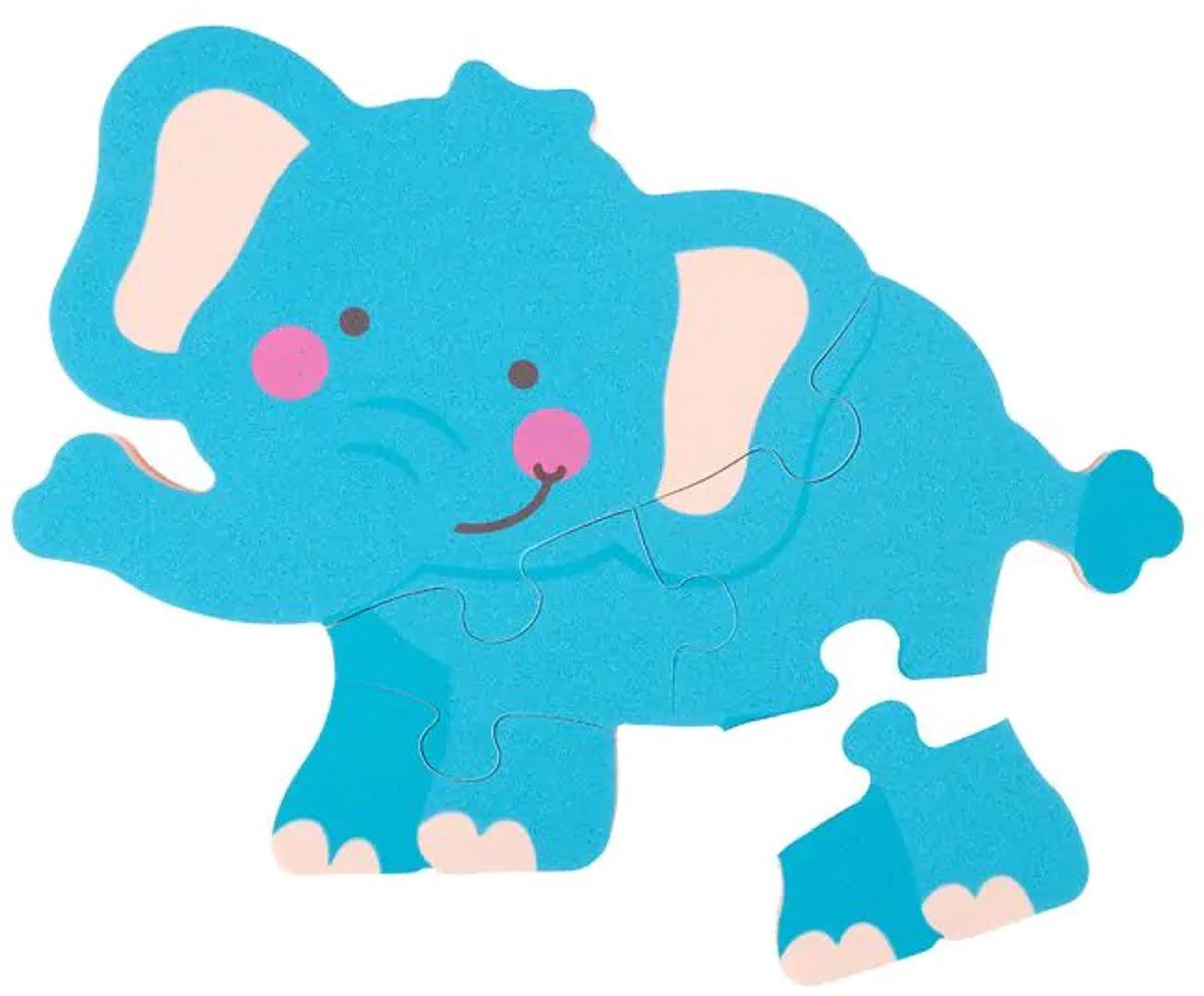 Let's Play Foam Dierenpuzzel Wilde Dieren - 6 Puzzelstukjes - Stimuleert Fijne Motoriek en Fantasie - Leuk Speelgoed voor Kinderen vanaf 3 Jaar - 21x15x2 cm - Geel, Blauw, Rood