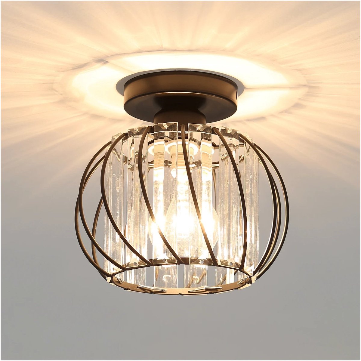 Vintage glazen plafondlamp - E27 fitting - voor hal en eetkamer