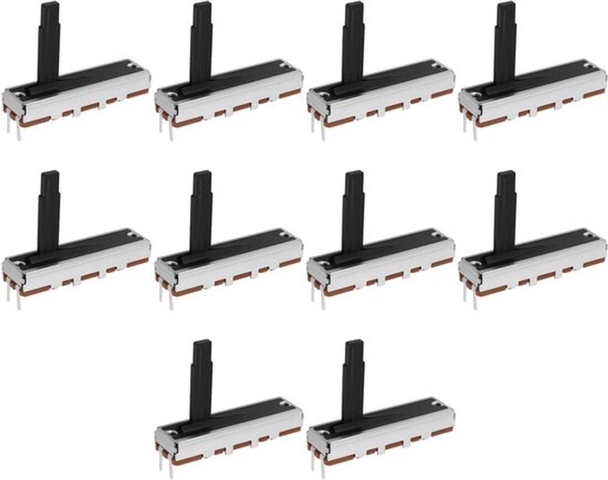 Potentiometer - Lineaire - Rechte - B100K - 3pin - Enkele - Aanpassen TV Luidsprekers Mixer - Geschikt voor Audioapparatuur - Zwart 10 stuks.