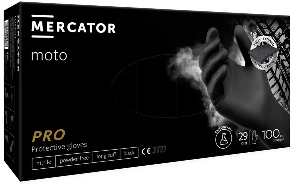 Mercator MOTO ZWARTE nitril handschoenen maat XXL 100 stuks.