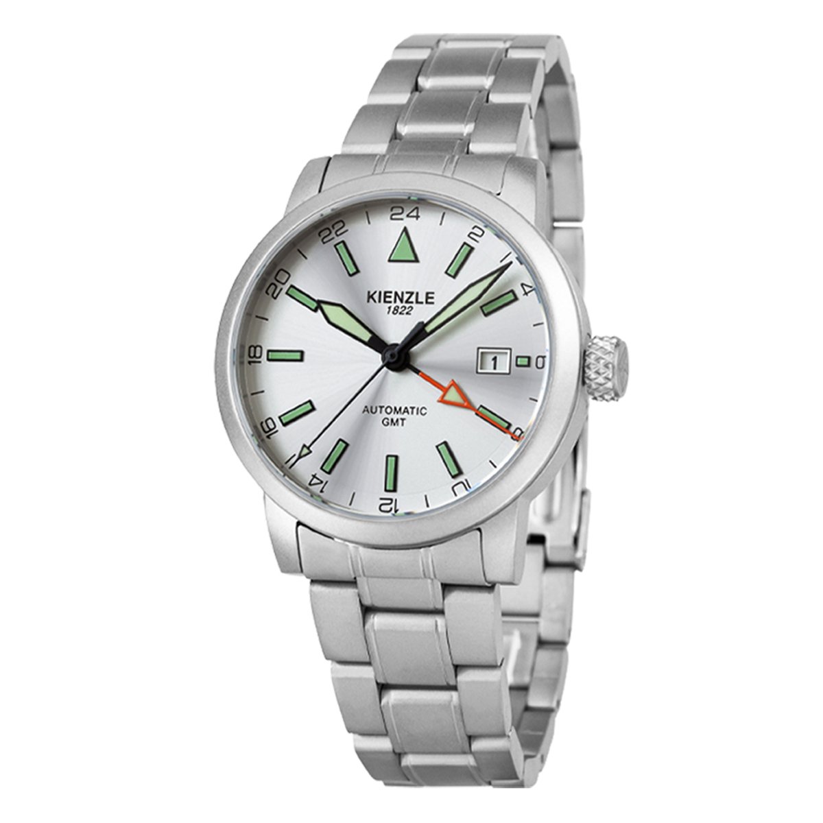 KIENZLE Horloge - Flieger - GMT Automatic KT416H - Wijzerplaat Wit Zilver