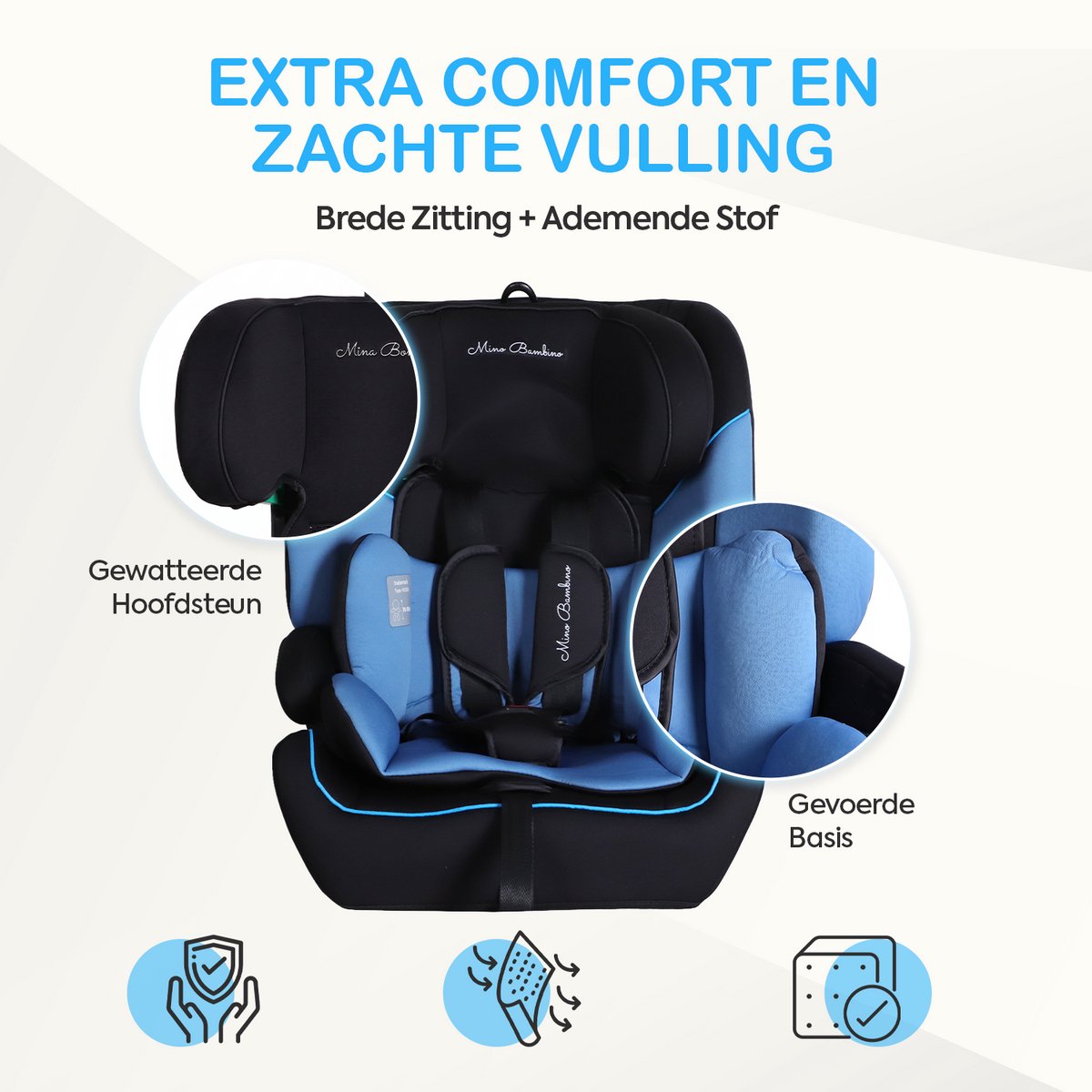 Mino Bambino i-Size Autostoel - Isofix - Blauw thumbnail 5