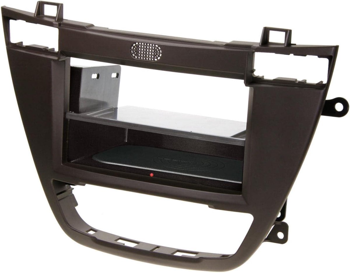 Radio Paneel - Opbergvak Auto - Auto Radio Inbouw - Met Draadloze Oplader - 1-DIN - Bruin