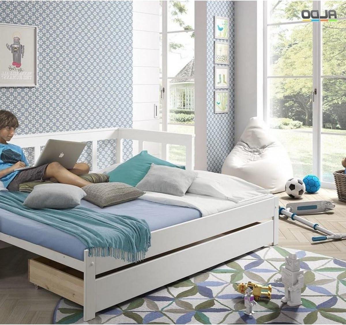 Bedlade - Opberglade - Extra Opbergruimte - Scandinavisch Grenenhout - 185 cm - Wit