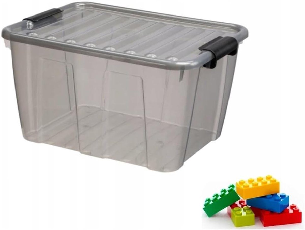 Opbergdoos - Opbergbox - Huishoudelijk gebruik - Stapelbaar ontwerp - 30 Liter - Grijs