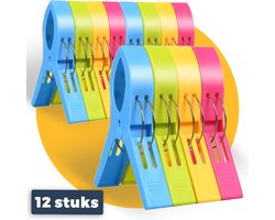 Pasper Badlaken Knijpers - 12 stuks - Grote knijpers in vrolijke kleuren voor strandlaken