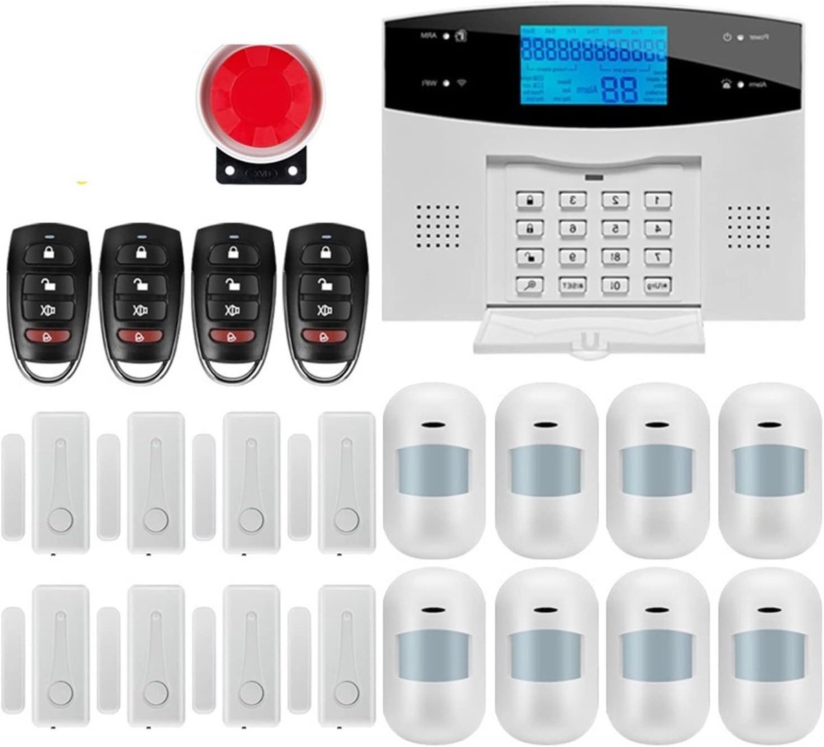 Alarmsysteem Thuis - Inbraakalarm Wifi GSM - Huisbeveiliging - App Controle - 99 Zones - Wit