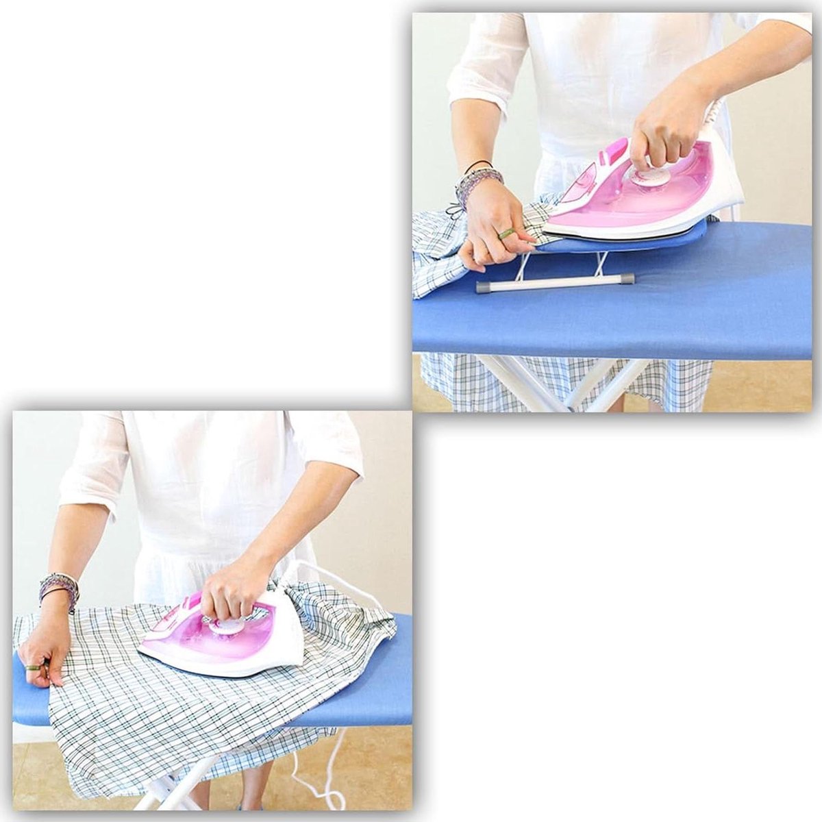 Strijkplank - Strijktafel - Kleding Strijken - In hoogte verstelbaar - 120 x 34 cm - Roze