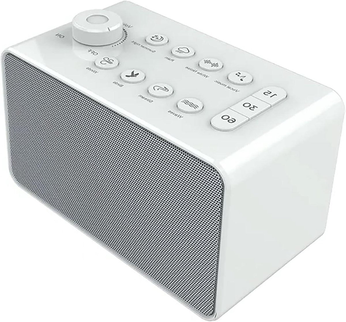 Witte Ruis Machine - Slaap Geluid Apparaat - Beter Slapen - 8 Natuurlijke Geluiden - 130x130x75mm - Wit