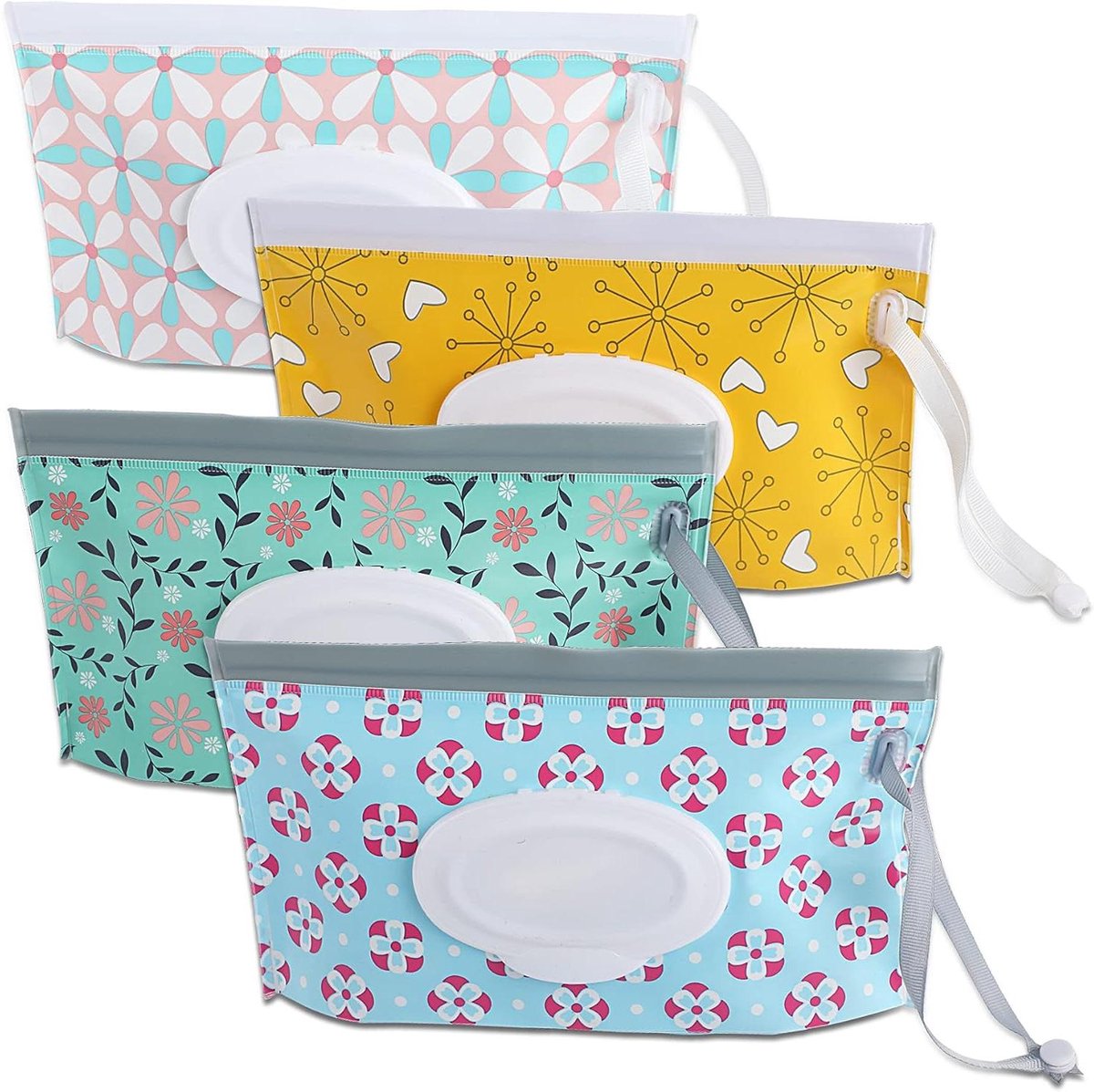 Babydoekjes Dispenser - Navulbare Houder - Onderweg Hygiëne - Herbruikbaar Ontwerp - 4 Stuks - Multicolor