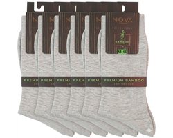Nova Collection - Bamboe Sokken - 6 paar - Grijs - Premium Bamboo - Socks - Herensokken - Kousen - Dunne Sokken - Anti zweet - Naadloos - Maat 39-42