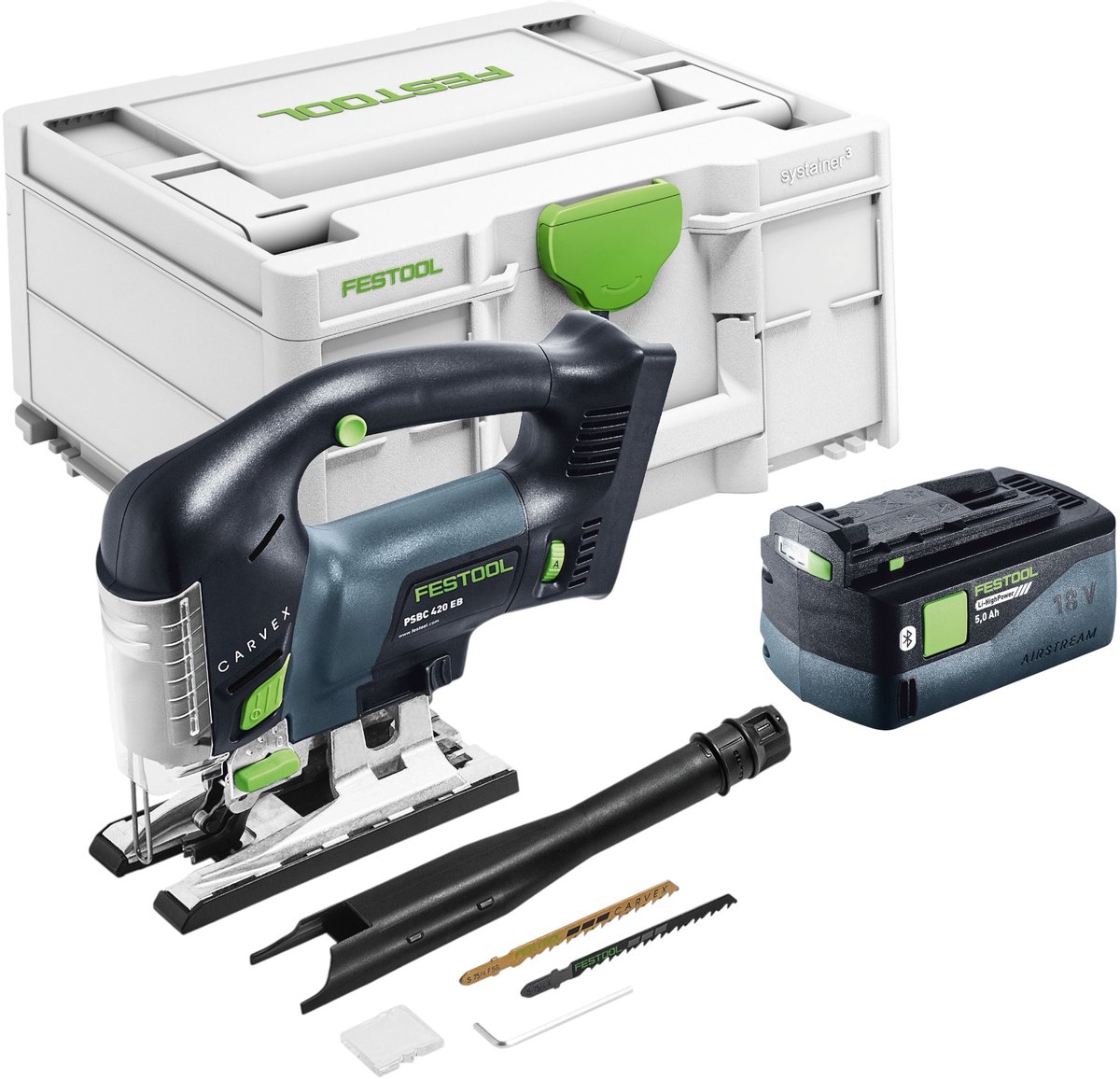 Festool PSBC 420-Basic accu pendelzaag 18 V 120 mm borstelloos + 1x accu 5,0 Ah + Systainer - zonder oplader