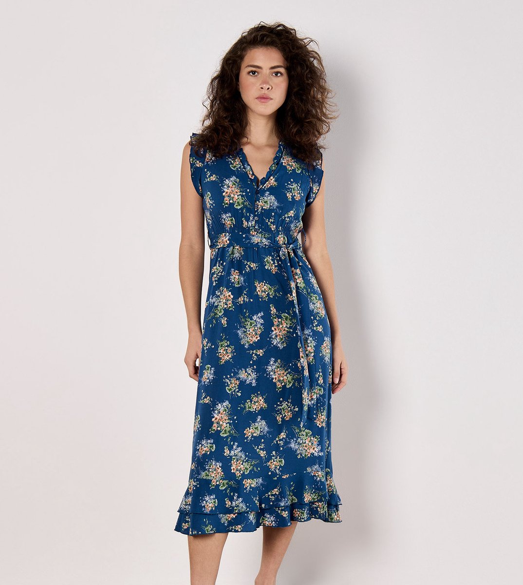 Midi-jurk met kleine bloemenprint