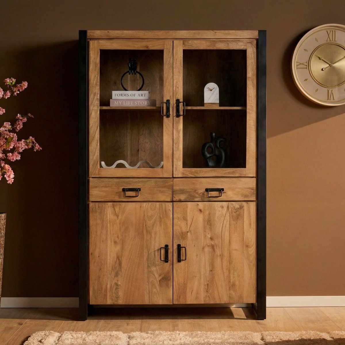 Starfurn Vitrinekast Britt - Bruin - 45x115x180 cm