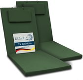 Beautissu Loft RL - 2x Kussen voor Ligstoel 200x60x5 cm - Ligkussen UV-bestendige Ligstoelenkussen met Ritssluiting - Tuinmeubels Bekleding Donkergroen