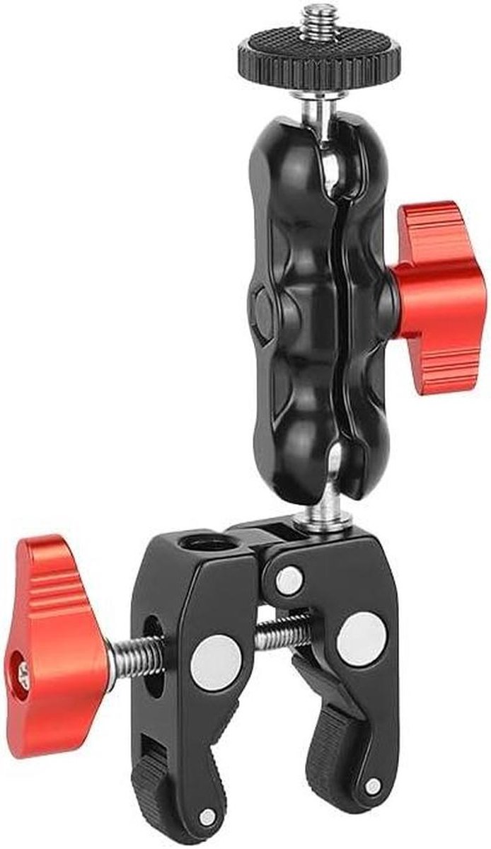 Super Klem - Krabklem Balhoofd - Camera Bevestigen - Articulerende Arm - 1/4"-20 Schroef - Rood