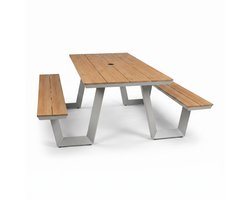 Picknicktafel Coffee Bay | 6-8 personen | Teaklook/Champagne | Tecon Teak & aluminium