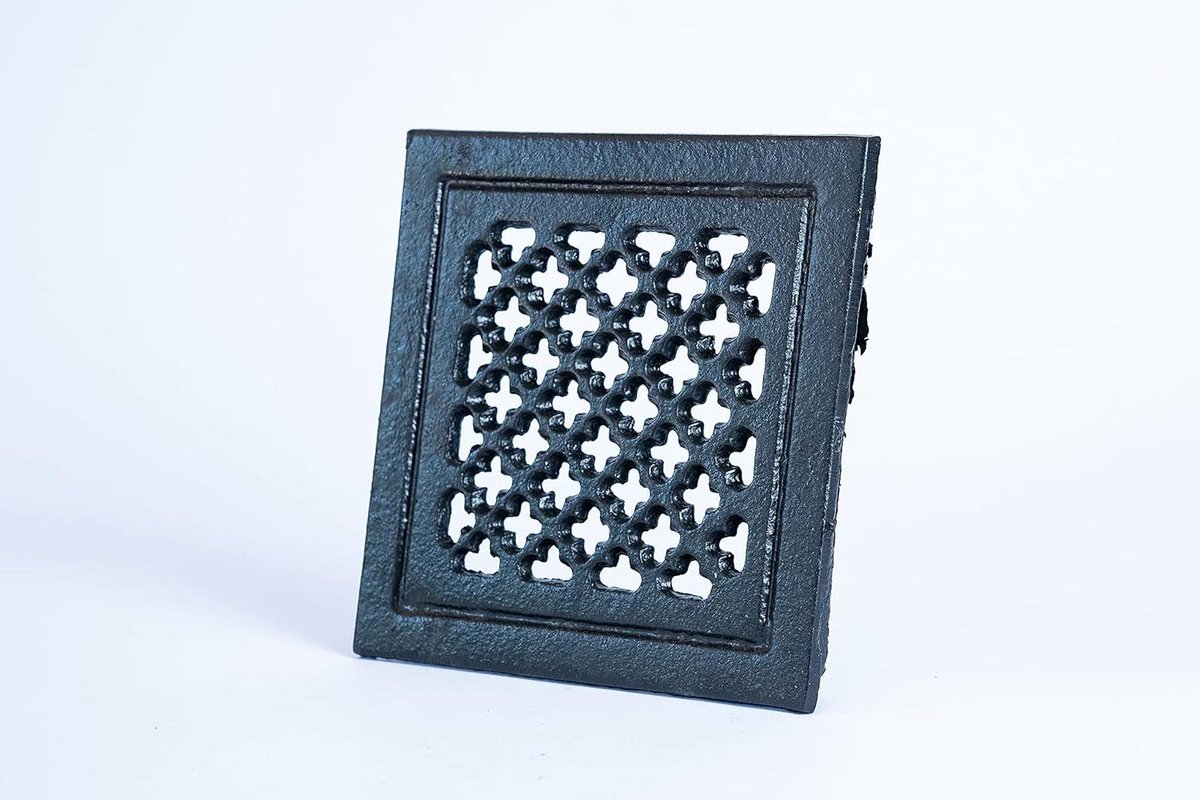 Ventilatierooster Gietijzer - Koude lucht rooster - Luchtcirculatie Verbeteren - Hittebestendige Verf - 160mm x 160mm - Zwart