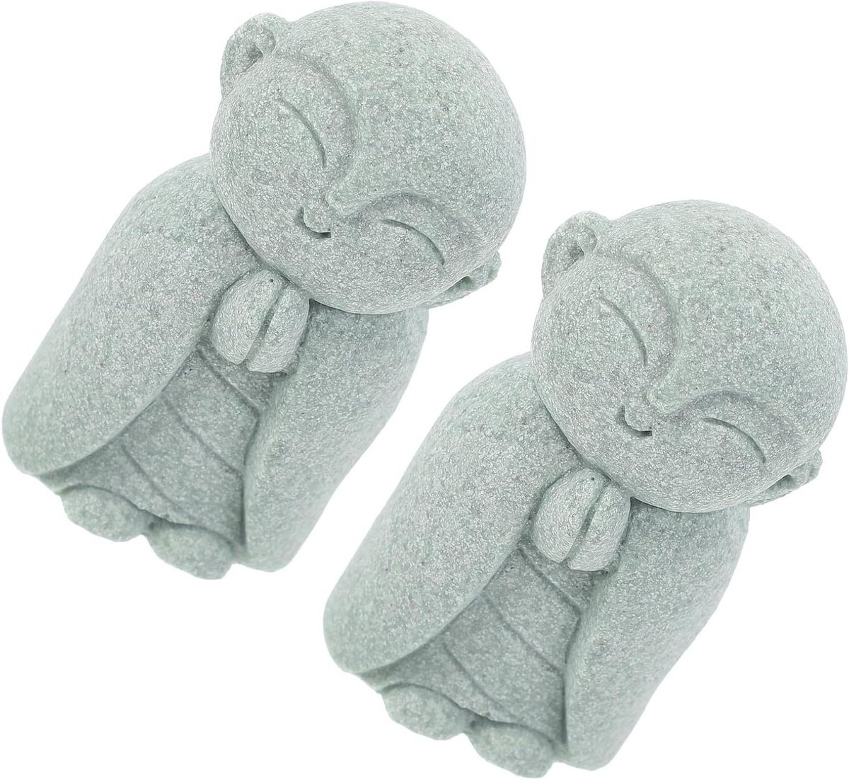 Zandstenen Boeddha Beeldjes - Jizo Monnik Sculpturen - Decoratie voor Rust - Handgemaakte Elegantie - 6.00X3.50X3.50CM - Grijs