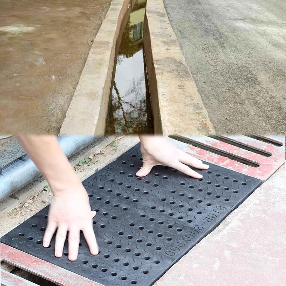 Afwateringsrooster Vierkant - Drainagerooster Deksel - Waterafvoer Buiten - Roestvrij Kunststof - 400-2000 kg belasting - Zwart