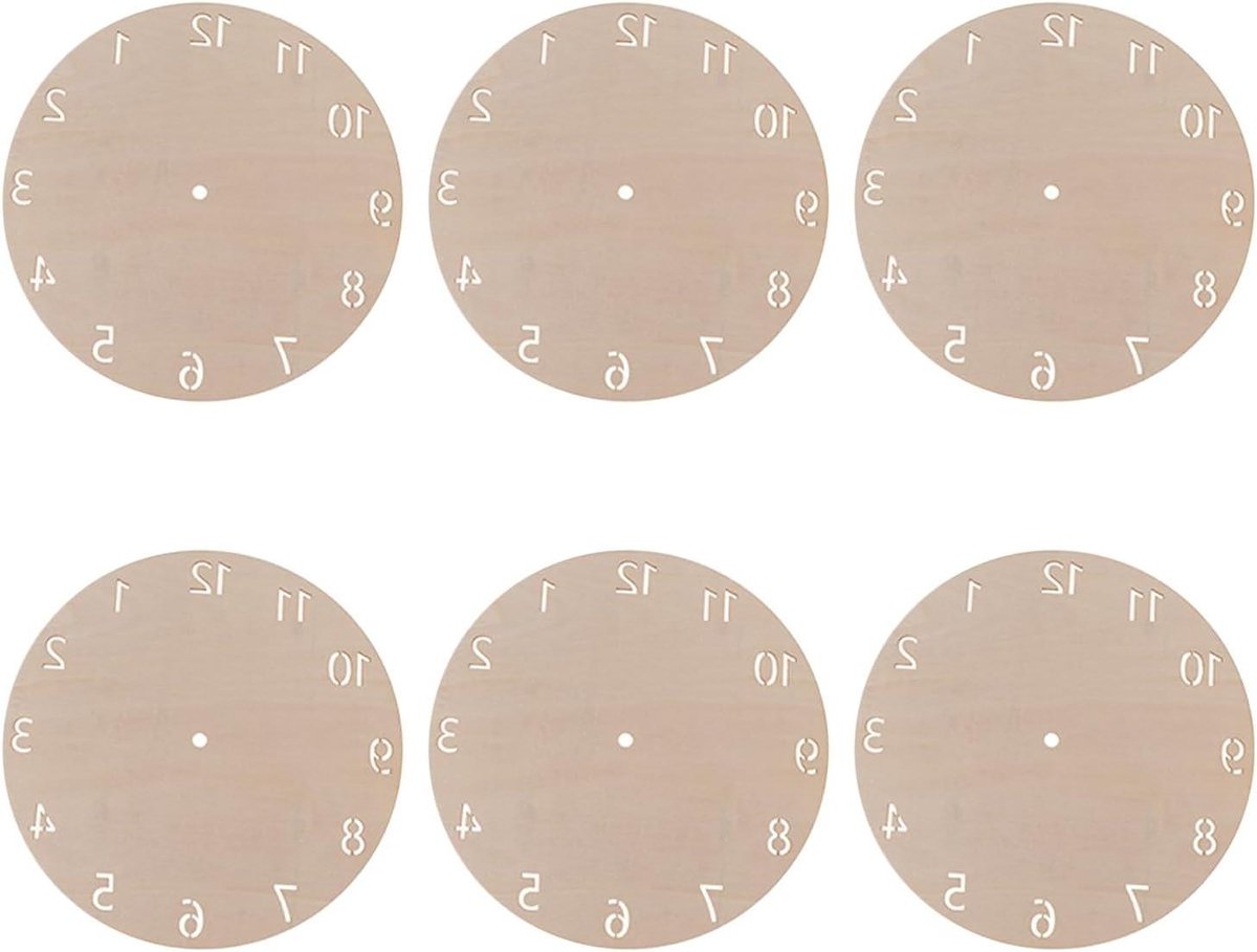 Houten Wijzerplaten - Knutselklok Onderdelen - Klok Maken - Met Arabische Cijfers - 23 cm - Khaki
