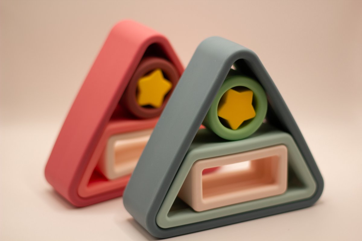 Bloemetje & Bear Siliconen Stapelspel– Educatief Speelgoed – Fijne Motoriek – Geometrisch Sorteerspel – Peuter & Kleuter Cadeau - 2 SET