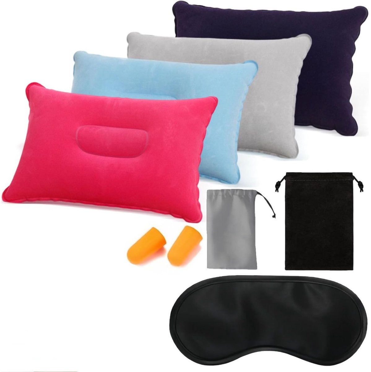 Opblaasbaar Kussen - Reiskussen - Kampeer Kussen Opblaasbaar - Kampeerkussen - Lichtgewicht En Snel Opblaasbaar - Kussen - Geschikt voor buiten - Lichtgewicht en draagbaar - Grijis, Blauw, Paars, Rood - 4 Stuks - van Imperatoris