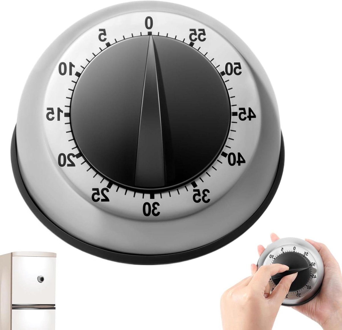 Keukentimer - Kookwekker Timer - Koken Bakken - Mechanisch Luid Alarm - 63 x 102 x 63 cm - Wit