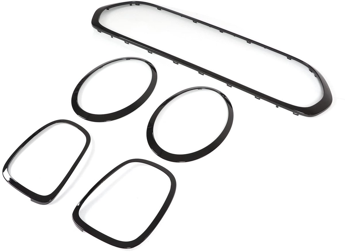 aladdien - Hoofdlichtcover Trims Set - 5 Stuks - Gloss Black - Bescherming - Auto-accessoires - Geschikt voor Mini F55 F56 F57