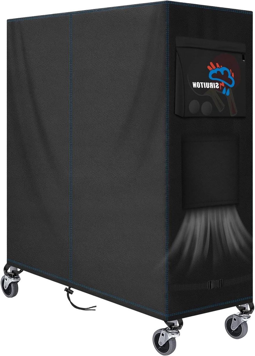 Tafeltennistafelhoes - Pingpong Tafel Beschermhoes - Buiten Beschermen - Dubbele Winddichting - 165x70x185cm - Zwart