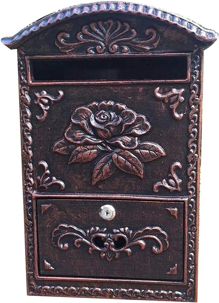Brievenbus Pakketbrievenbus - Wandbrievenbus Lockbox - Veilig Post Ontvangen - Gegoten Aluminium - 275x102x40cm - Brons