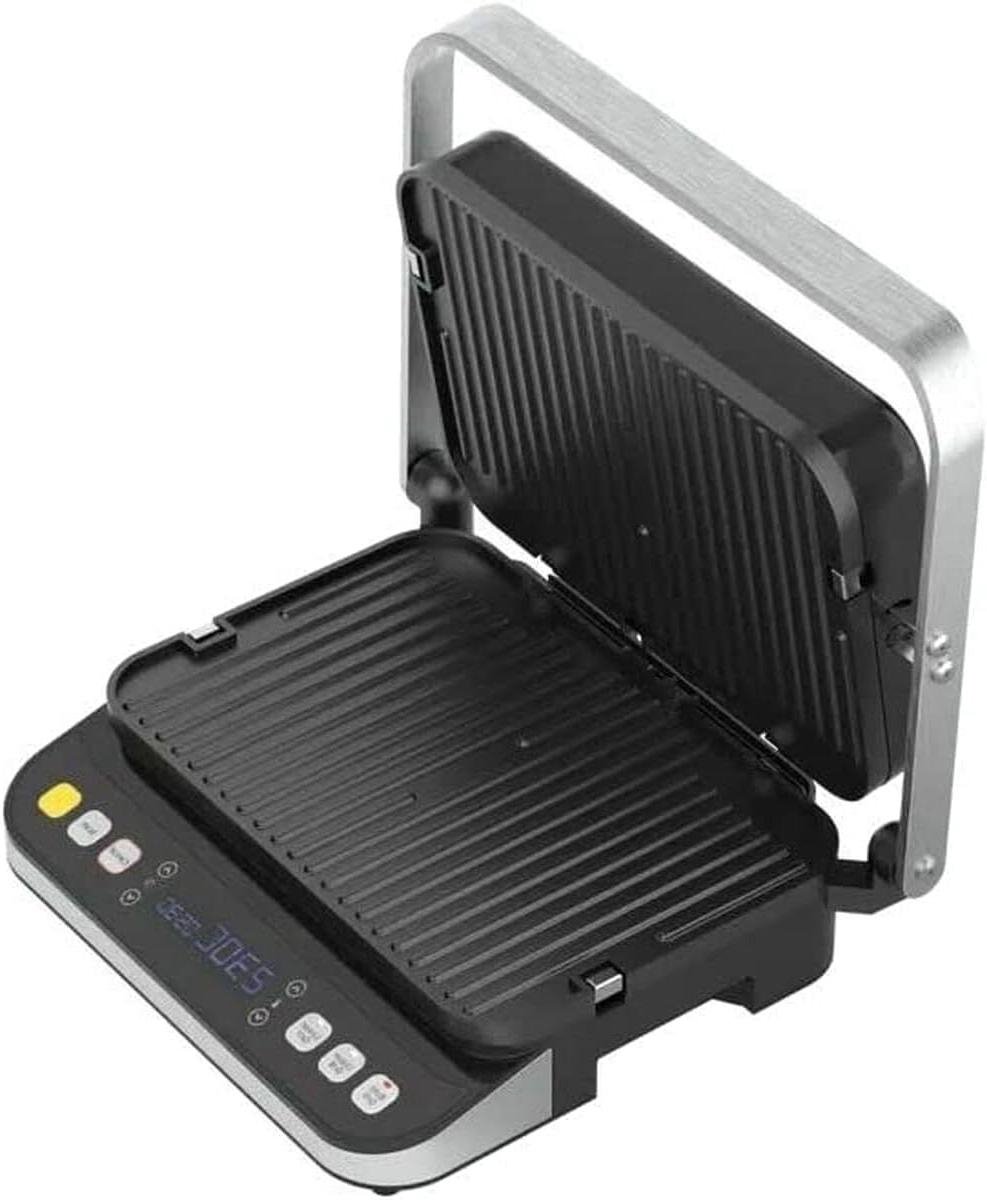 Contactgrill - Elektrische Grillplaat - Snel Grillen - Dubbelzijdig Platen - 32x22 cm Oven - Zilver Zwart