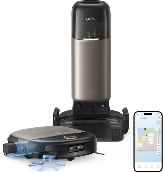 Eufy HydroJet S2 Robotstofzuiger en Dweilrobot 30.000Pa Zuigkracht, Randreiniging, Klitvrije Borstels, Vloerreinigingssysteem